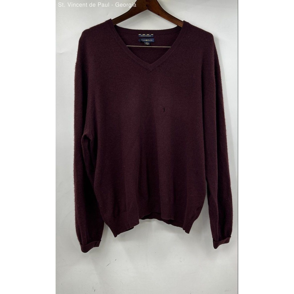 Club Room Cashmere Sweater Men's XL Burgundy FLAWS